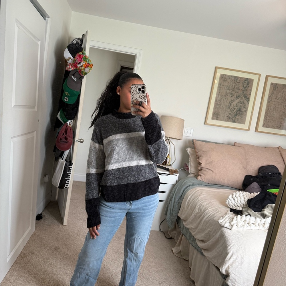 Sonoma Gray and Black Cowl Neck Sweater